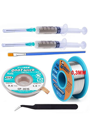 Mechanic Lehim Teli 63SN/37PB Uyumlu Flux %1-3 40GR 03MM, CP3515-3,5  Set1 Eğik Cımbız 6in1 Arada