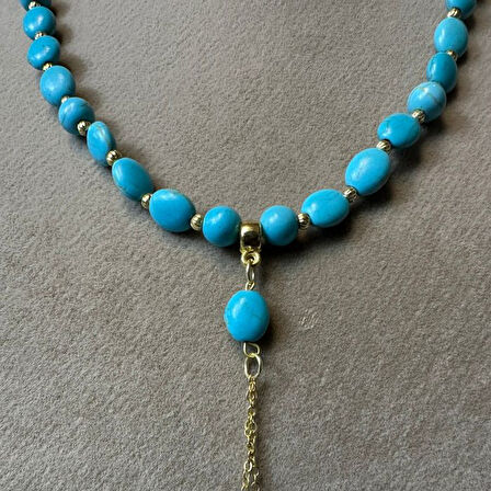 Uretti - Özlem 9422 0709 El Yapımı Turkuaz Doğal Taş Kolye