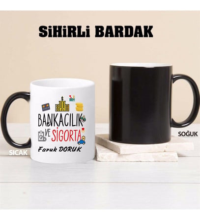 Bankacılık ve Sigorta Kupa Bardağı Sihirli (Beyaz)