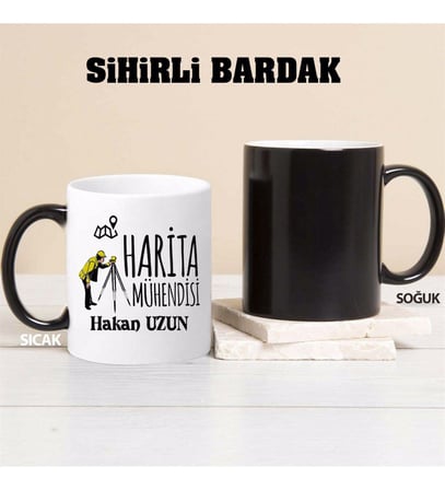 Harita Mühendisi Kupa Bardağı Sihirli (Beyaz)