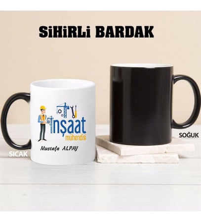 İnşaat Mühendisi Kupa Bardağı Sihirli (Beyaz)
