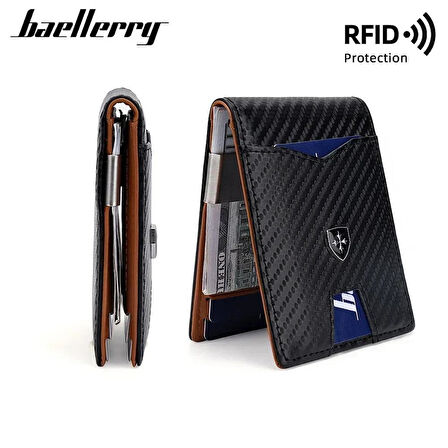 Baellerry Minimalist RFID Koruma Çift Kat Deri Çoklu Kart Cüzdan Erkek Kartlık