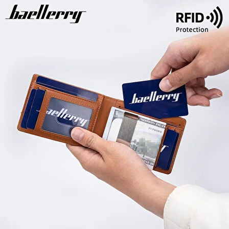 Baellerry Minimalist RFID Koruma Çift Kat Deri Çoklu Kart Cüzdan Erkek Kartlık