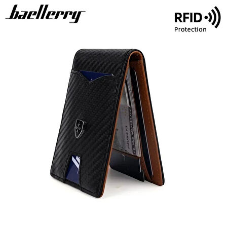 Baellerry Minimalist RFID Koruma Çift Kat Deri Çoklu Kart Cüzdan Erkek Kartlık