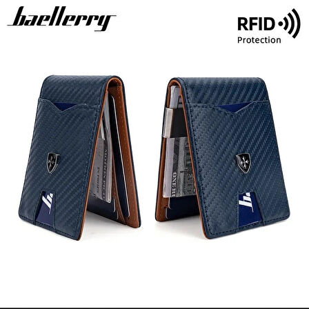 Baellerry Minimalist RFID Koruma Çift Kat Deri Çoklu Kart Cüzdan Erkek Kartlık