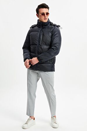 River Club Erkek Çıkma Kapüşonlu Su Ve Rüzgar Geçirmez Kışlık Şişme Mont DM-400