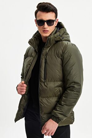 River Club Erkek Çıkma Kapüşonlu Su Ve Rüzgar Geçirmez Kışlık Şişme Mont DM-400