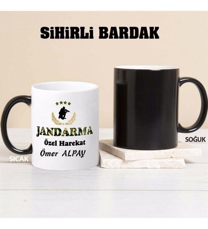 JÖH Jandarma Özel Harekat Kupa Bardağı Sihirli (Beyaz)