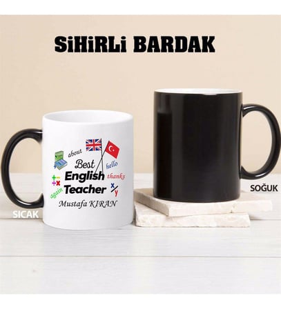 İngilizce Öğretmeni Kupa Bardağı Sihirli (Beyaz)
