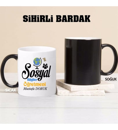 Sosyal Bilgiler Öğretmeni Kupa Bardağı Sihirli (Beyaz)
