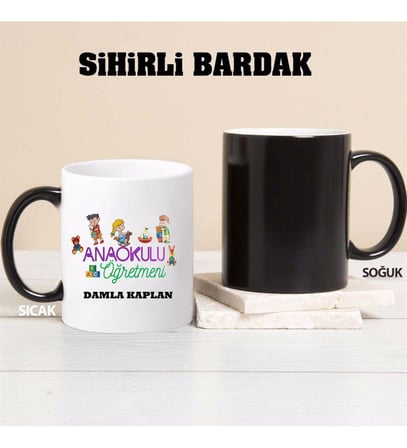 Anaokulu Öğretmeni Kupa Bardağı Sihirli (Beyaz)