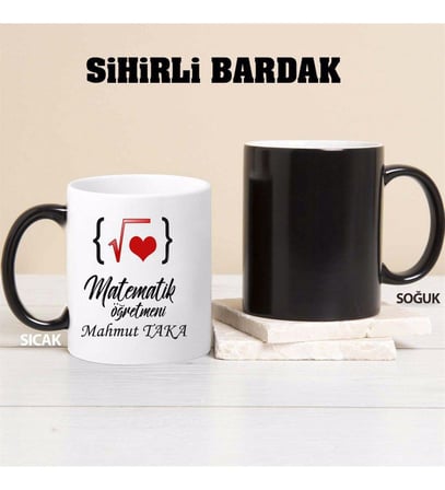 Matematik Öğretmeni Kupa Bardağı Sihirli (Beyaz)