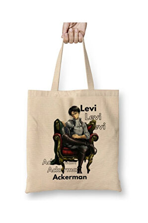 Levi Ackerman Attack on Titan Bez Çanta Uzun Saplı Alışveriş Çantası Plaj Çantası
