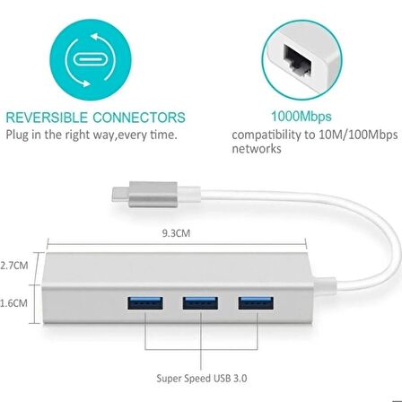 Daytona FC05 4ın1 USB 3.0 To RJ45 Ethernet Lan Dönüştürücü Çevirici Adaptör