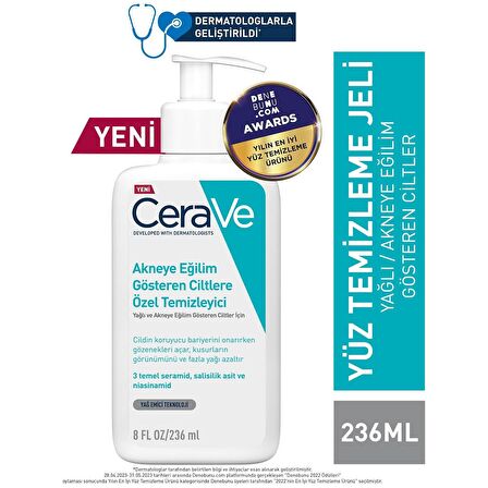 CERAVE AKNE EĞİMLİ TEMİZLEYİCİ YÜZ BAKIM JELİ ÇANTA HEDİYELİ