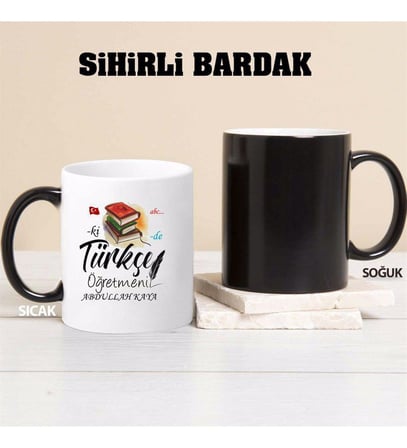 Türkçe Öğretmeni Kupa Bardağı Sihirli (Beyaz)