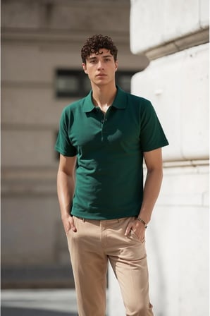 Erkek %100 Pamuklu Lakost Kumaş Regular Fit Polo Yaka T-shirt