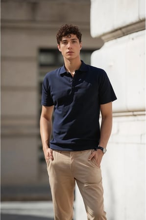Erkek %100 Pamuklu Lakost Kumaş Regular Fit Polo Yaka T-shirt