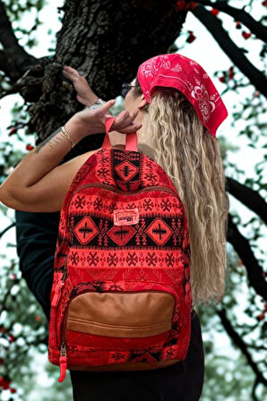 old cotton cargo Ünisex Kilim Desen Sırt Çantası Otantik