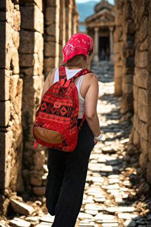 old cotton cargo Ünisex Kilim Desen Sırt Çantası Otantik