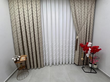 NİVEMESHOME AHU 1-0049P  YARI DESENLİ  1/3  PİLELİ  TÜL PERDE APM