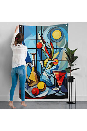 Renkli Soyut Duvar Örtüsü-7825