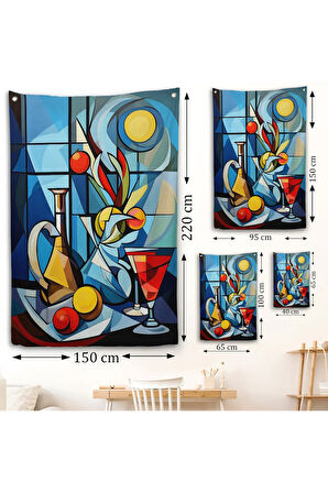 Renkli Soyut Duvar Örtüsü-7825