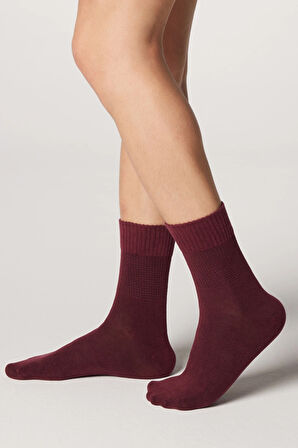 Nova Socks Erkek 4'lü Bambu Lastiksiz Sıkmayan Diyabetik Bilek Çorap/BORDO