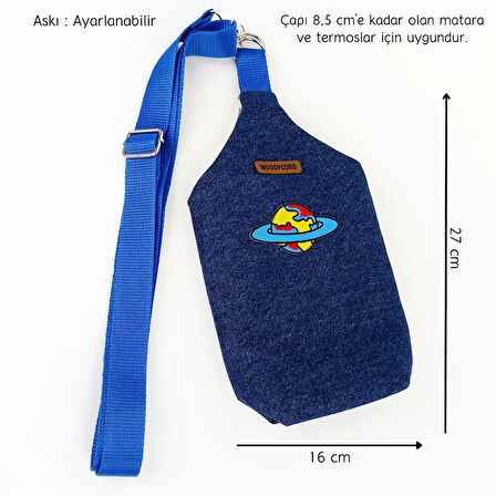 WoodyCord El Yapımı U Model Kot Matara Termos Kılıfı - Satürn 