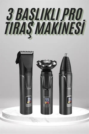 Dijital Göstergeli 3 Başlıklı Tıraş Makinesi Islak Kuru Lazer Öncesi Günlük