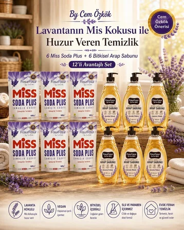 Miss Soda Plus Çamaşır Sodası & Bitkisel Arap Sabunu 12' li Avantajlı Set