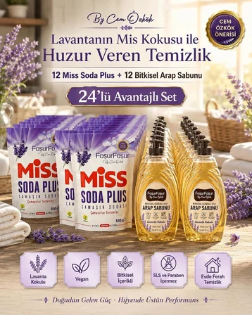 Miss Soda Plus Çamaşır Sodası & Bitkisel Arap Sabunu 24'lü Avantajlı Set