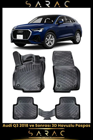 Audi Q3 2021 Model Araca Özel 3d Havuzlu Paspas