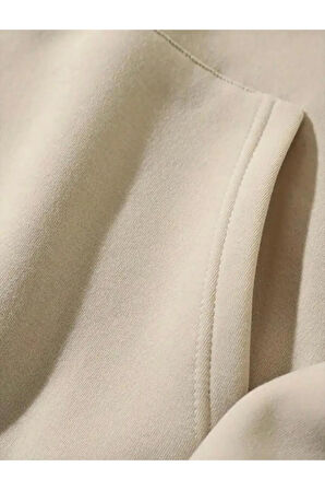 Erkek Bej Paris Detaylı Oversize Sweatshirt