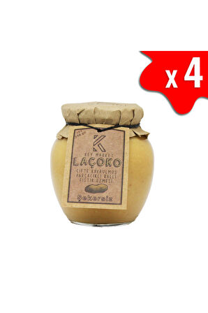 LAÇOKO 1400 Gram Şekersiz, Katkısız, Glutensiz, Çifte Kavrulmuş Parçacıklı Ballı Fıstık Ezmesi