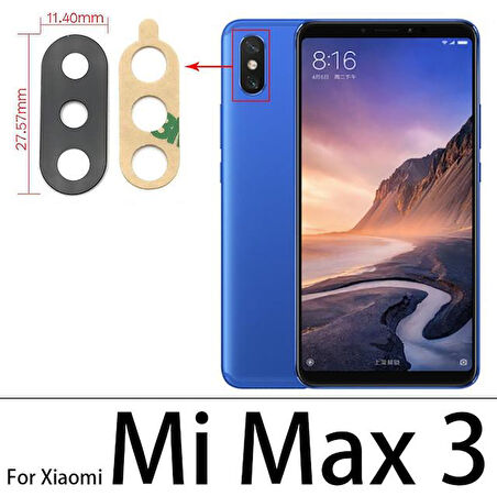 Tkgz Xiaomi Mİ MAX 3 Arka Kamera Camı Lens Yapışkanlı