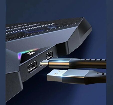TechTic 8 Fanlı 18-11İnç RGB Işıklı Notebook Laptop Soğutucu Fan Yükseklik Ayarlı Sessiz LCD Pro Stand Çift USB 1 Type-c Giriş