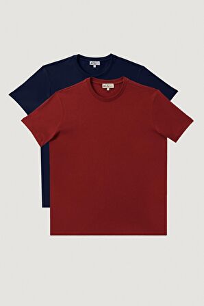 Slim Fit Bisiklet Yaka 2'li Düz Tişört Paketi