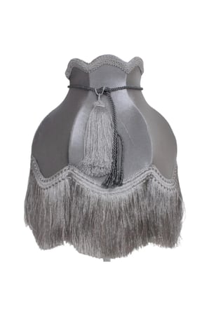 Gri Kadife Kaplı Kordon Süsleme Yatak Odası Salon Için Gümüş Ayak Vintage Abajur Ab0813
