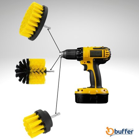 Roichil® 3lü Matkap Ucu Banyo Küvet Duşakabin Araba Tekerliği Koltuk Yıkama Temizleme Fırçası Seti