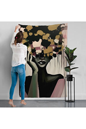 Çiçek Başlı Soyut Kadın Duvar Örtüsü-7833