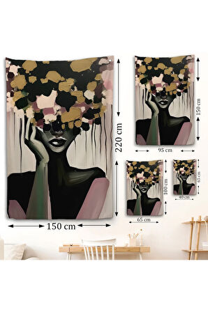 Çiçek Başlı Soyut Kadın Duvar Örtüsü-7833