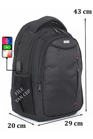 Case Club 9800 Usb Aparatlı Laptop Sırt Çantası 15.6 İnç Darbe Emici Su Geçirmez Kumaş 