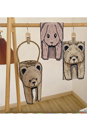 Petityu Yumuşacık Çocuk Şirin Ayıcık Atkı Koyu Bej Kahvemsi