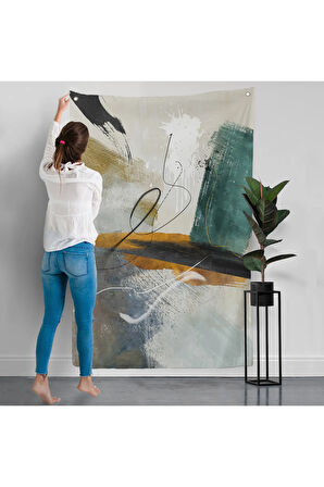 Yağlıboya Görünümlü Soyut Duvar Örtüsü-7834