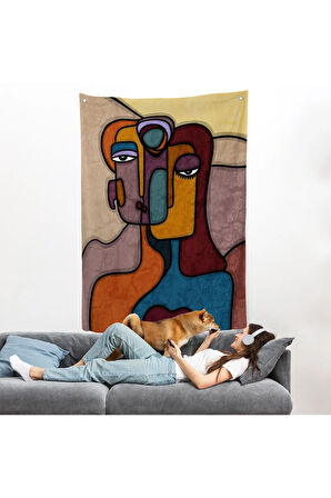 Soyut Yüzler Duvar Örtüsü-7835