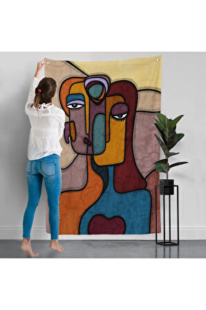 Soyut Yüzler Duvar Örtüsü-7835