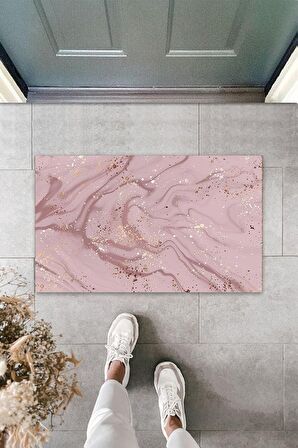 Dekoratif Dijital Modern Dalgalı Koyu Pembe Kapı Paspası Dış Mekan Paspas