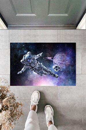 Çok Amaçlı Dijital Galaxy Astronot Mavi Kapı Paspası Dış Mekan Paspas