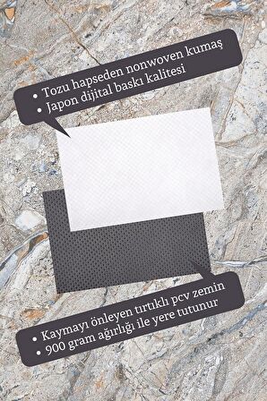 Çok Amaçlı Dijital Baskı Beyaz Zigzag İç ve Dış Mekan Paspas